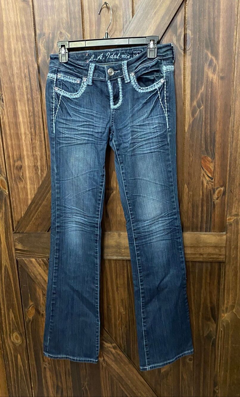 LA Idols Womens Denim Bootcut Jeans Sz 5 Long